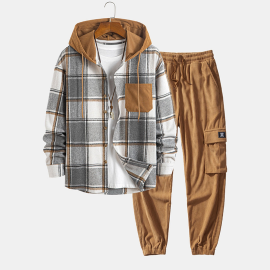 Laurent™ - Corduroy shirt and cargo jogger set
