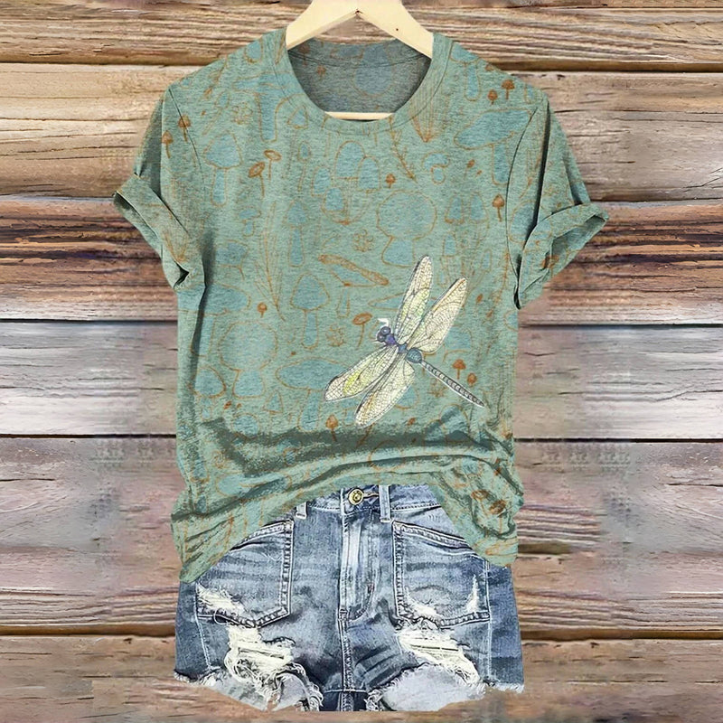 Luna™ Vintage Dragonfly Print T-Shirt