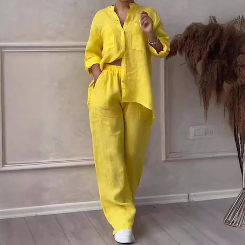 2 Piece Button Up Shirt And Trousers Set