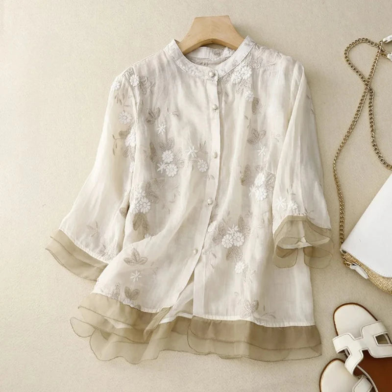 Laurienne™ | Elegance Embroidered Blouse