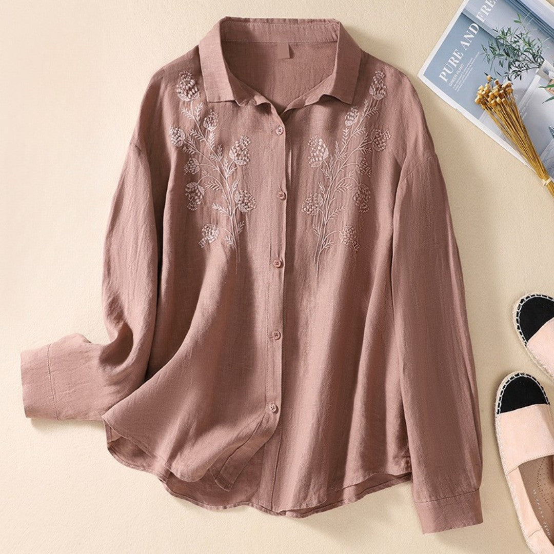 Laurienne™ | Embroidered Blouse with Classic Collar