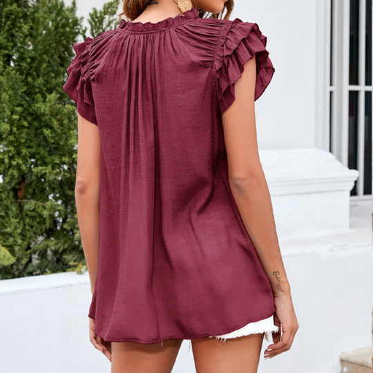 Flounce Short Sleeves Blouse