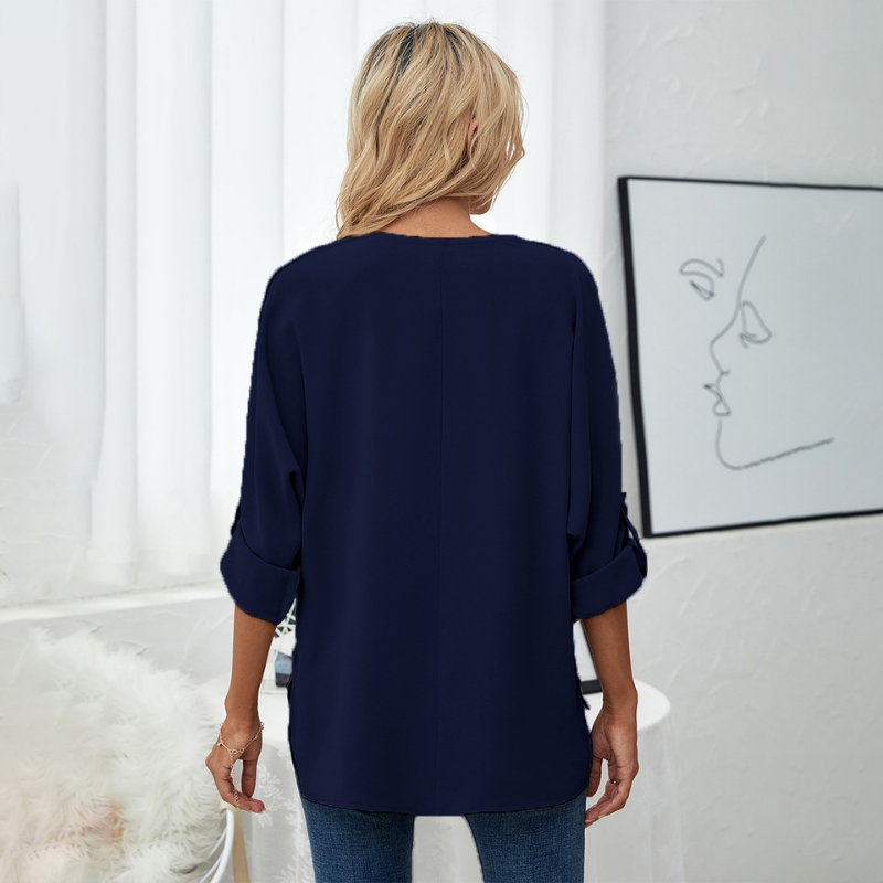 Long Sleeves V Neck Semi Formal Shirt