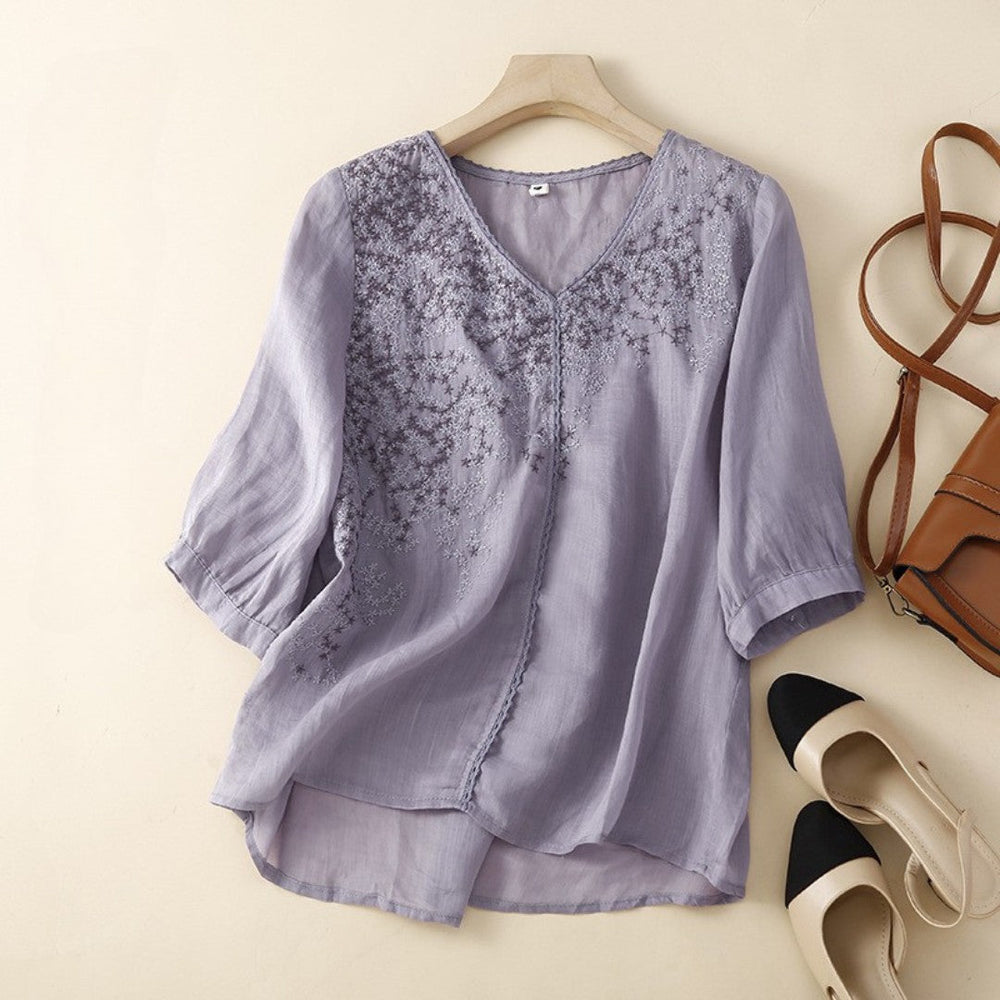 Laurienne™ | Embroidered V-Neck Tunic