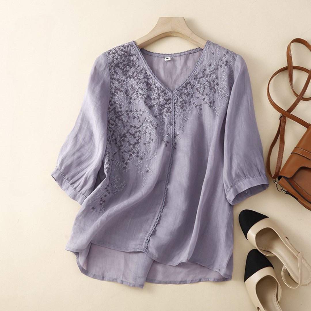 Laurienne™ | Embroidered V-Neck Tunic