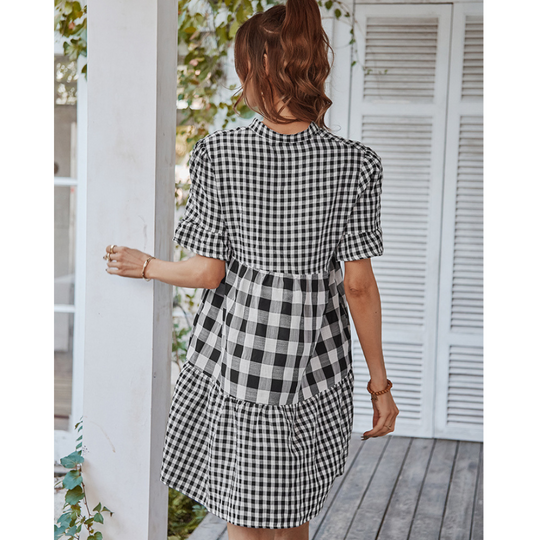 Women Short Gingham Dress