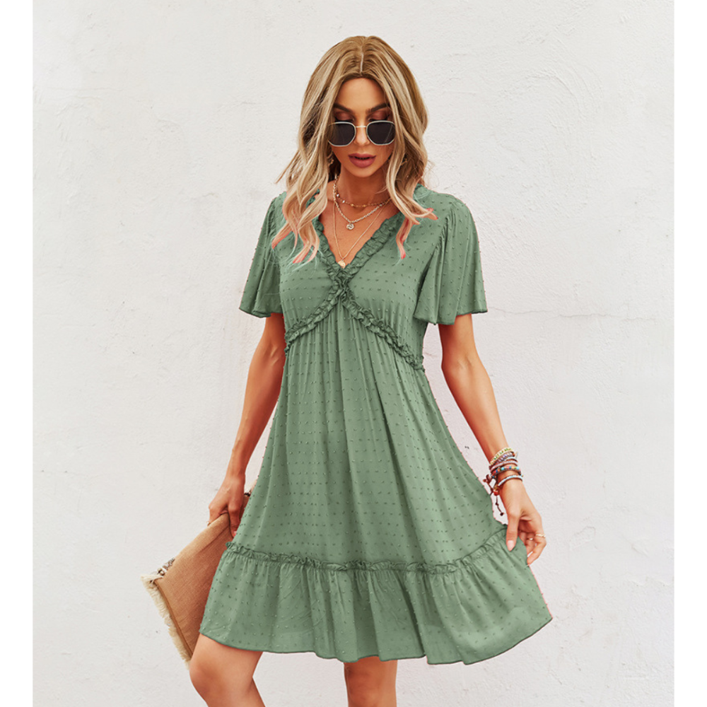 Boho Short-Sleeve Chiffon Dress