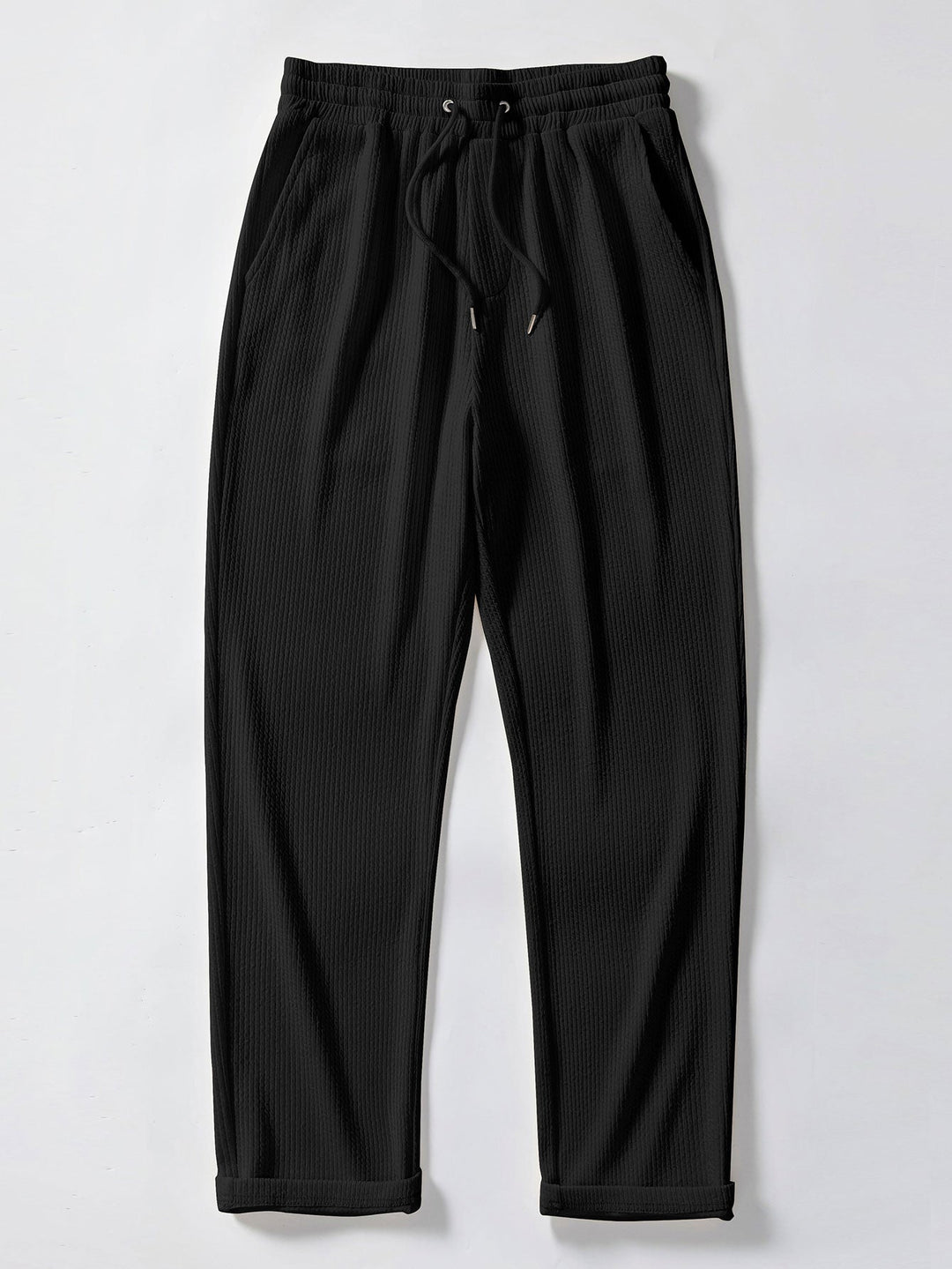 Two Tone Muscle Fit Ribbed Stand Collar Shirt & Straight Leg Ribbed Pants