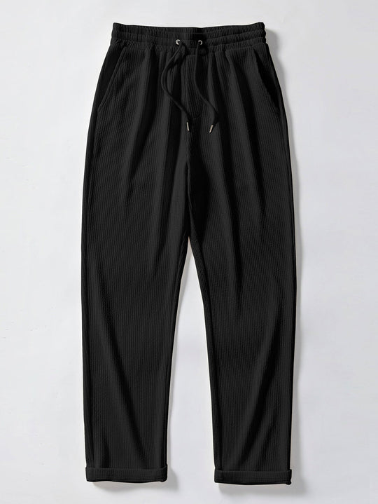Two Tone Muscle Fit Ribbed Stand Collar Shirt & Straight Leg Ribbed Pants