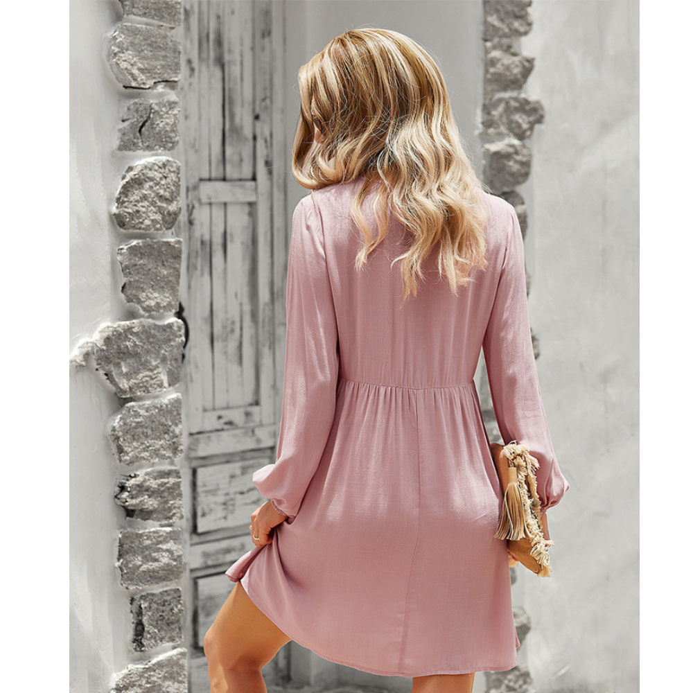 Women’s Casual Long Sleeves V Neck Mini Dress