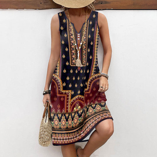 Isla™ Vintage Dress with Ethnic Print