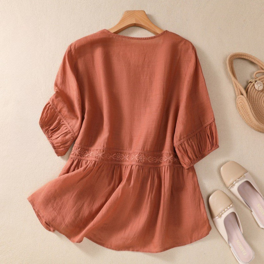 Laurienne™ | Embroidered Flared Blouse