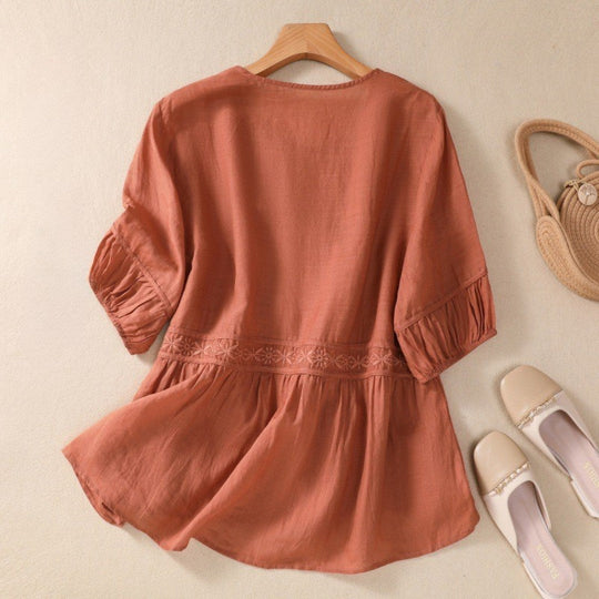 Laurienne™ | Embroidered Flared Blouse