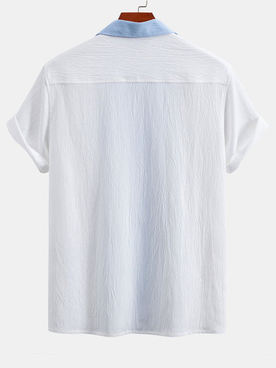 Text Red Contrasting Cuban Shirt