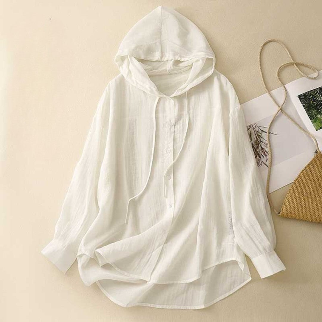 Laurienne™ | Hooded Button-Down Blouse