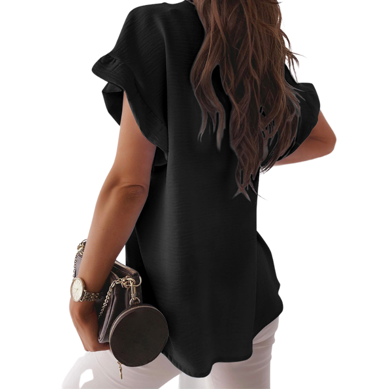 Ruffled Short Sleeve Semi Formal Shirt