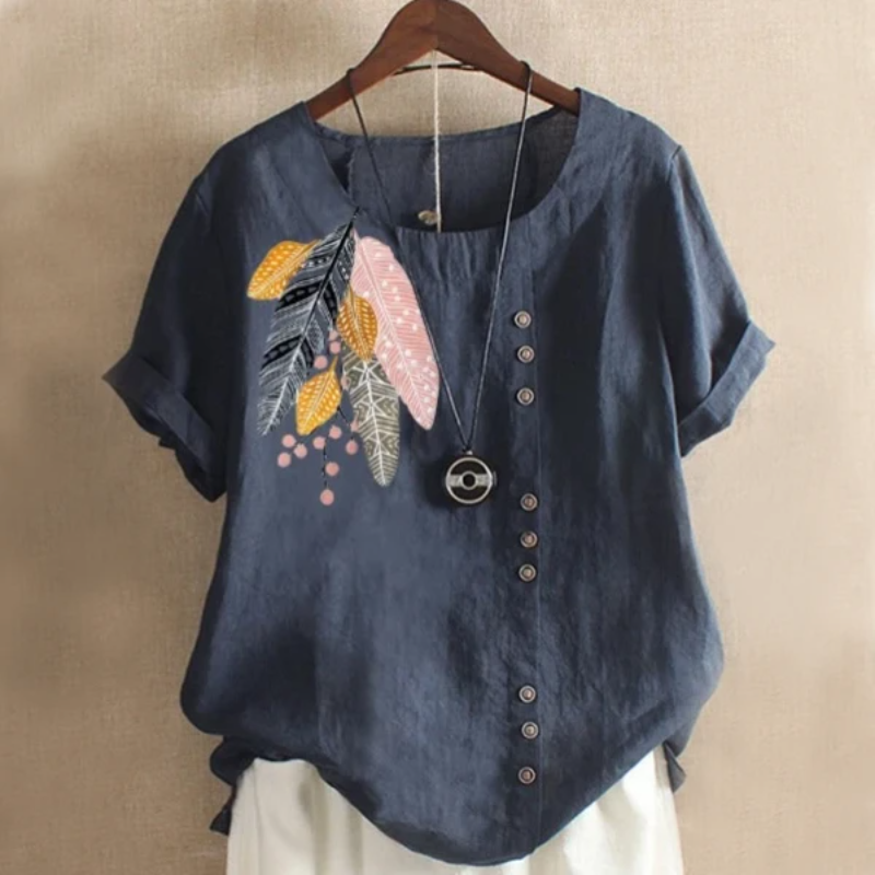 Dreamcatcher Patch Button Summer Blouse