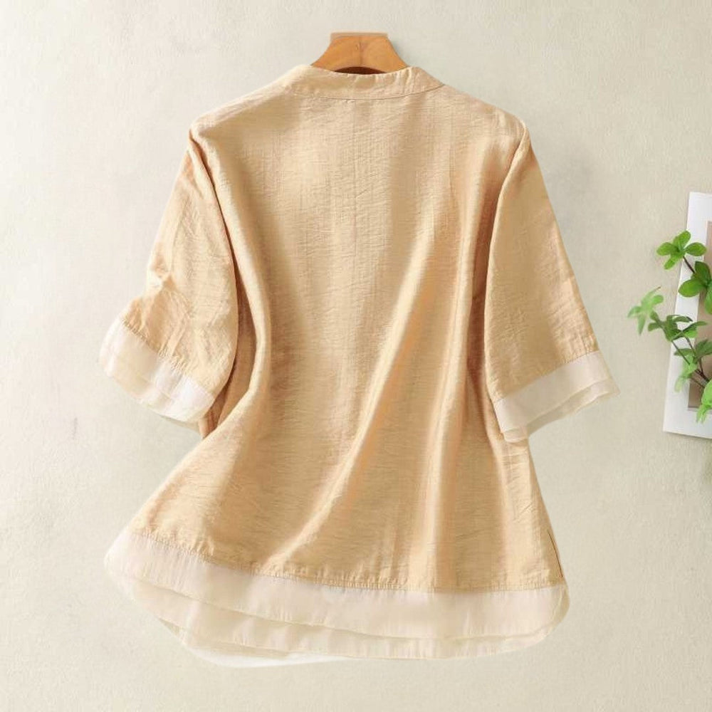 Laurienne™ | Buttoned Blouse with Mandarin Collar