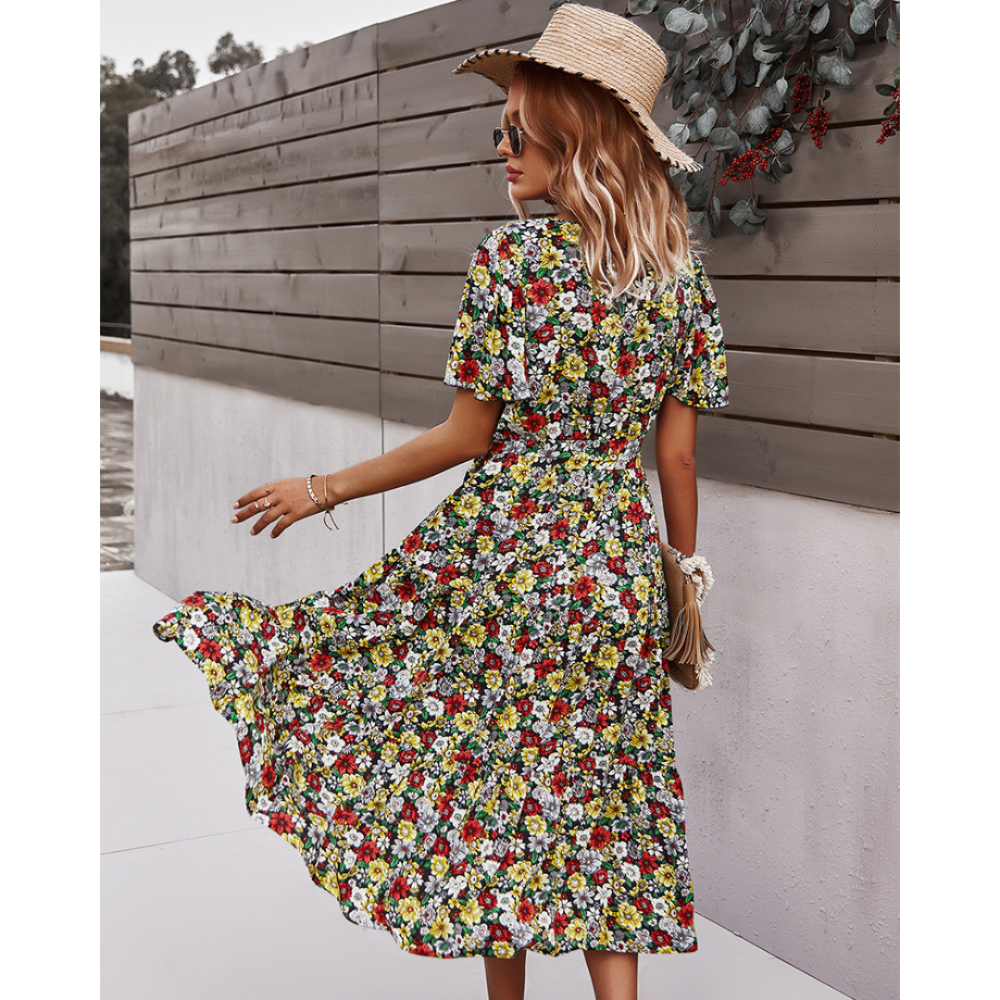 Women Floral Short Sleeve Printed Dress