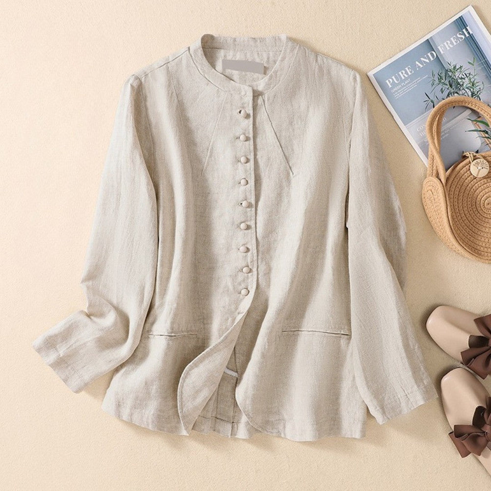 Laurienne™ | Linen Buttoned Jacket