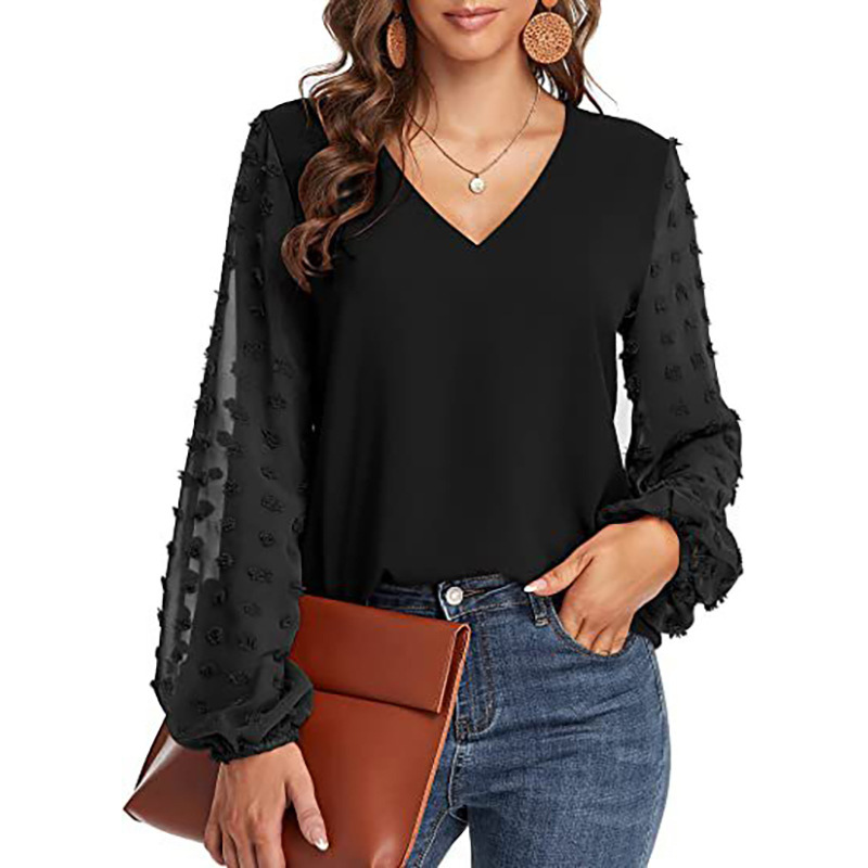 Long Dots Sleeves Blouse