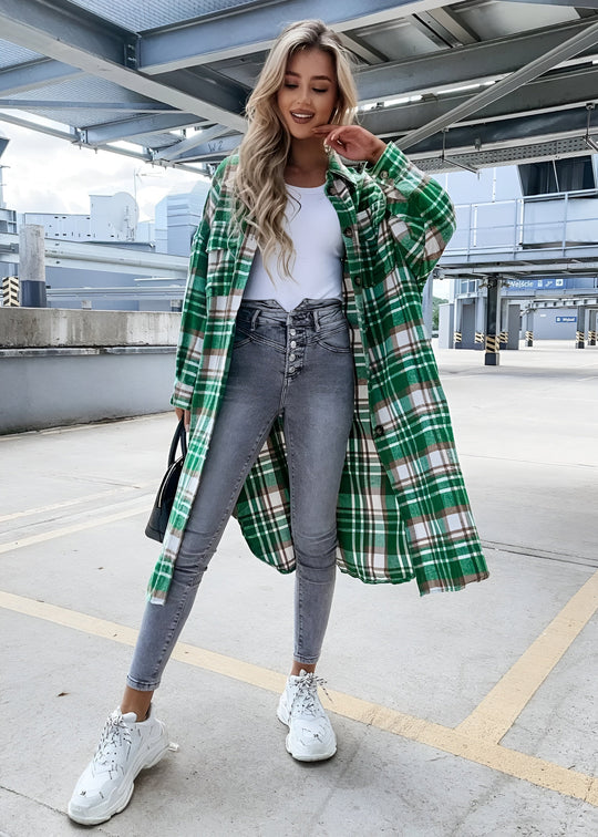 Long Sleeve Plaid Patterned Shirt