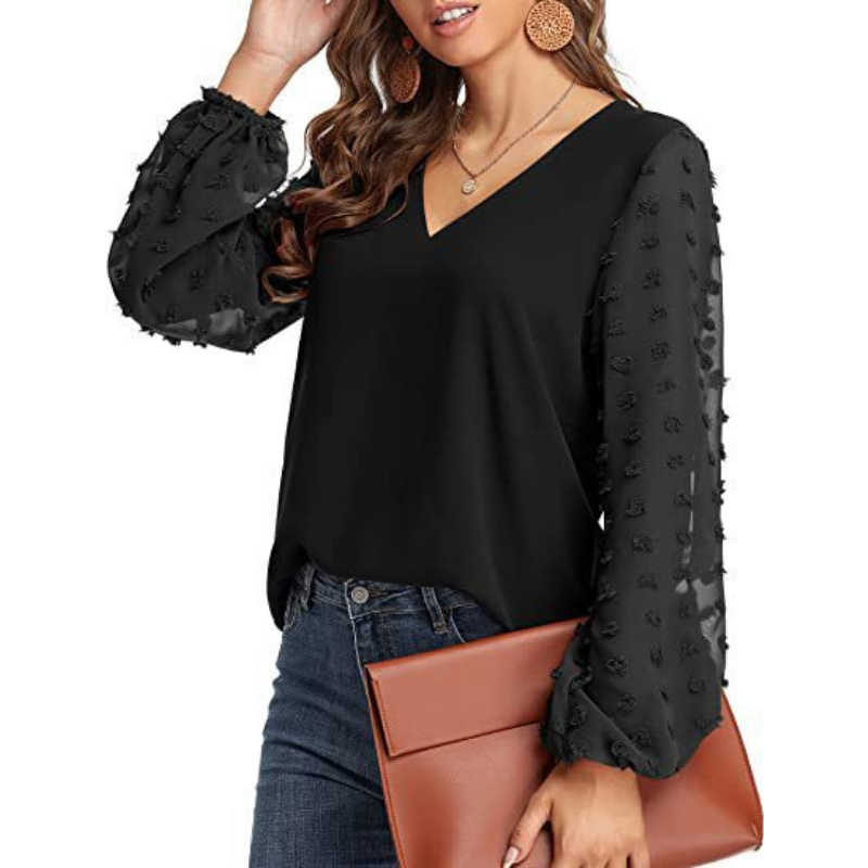 Long Dots Sleeves Blouse