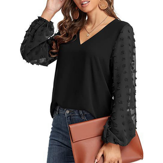Long Dots Sleeves Blouse
