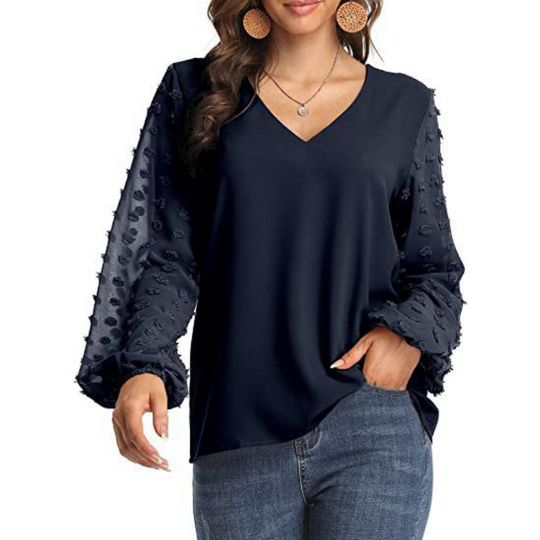 Long Dots Sleeves Blouse