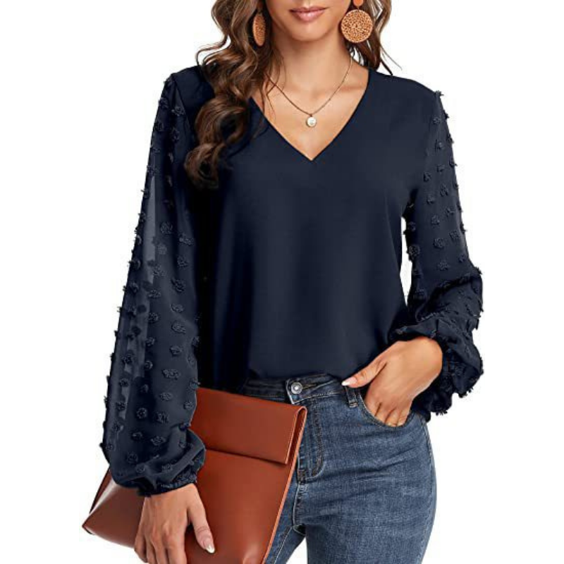 Long Dots Sleeves Blouse