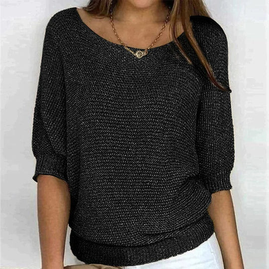 Milena™ Elegant Knit Sweater with half sleeves