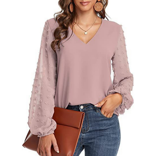 Long Dots Sleeves Blouse