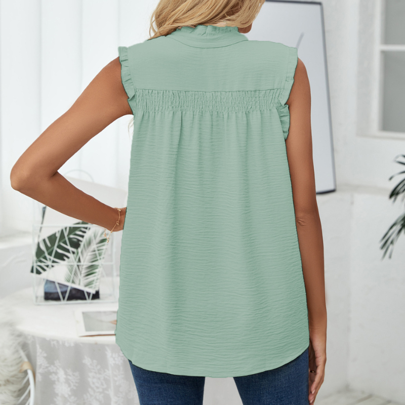 Semi-Casual Sleeveless Meridian Collar Blouse
