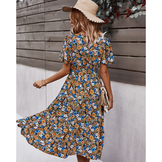 Women Floral Short Sleeve Printed Dress