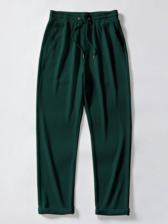 Two Tone Muscle Fit Ribbed Stand Collar Shirt & Straight Leg Ribbed Pants