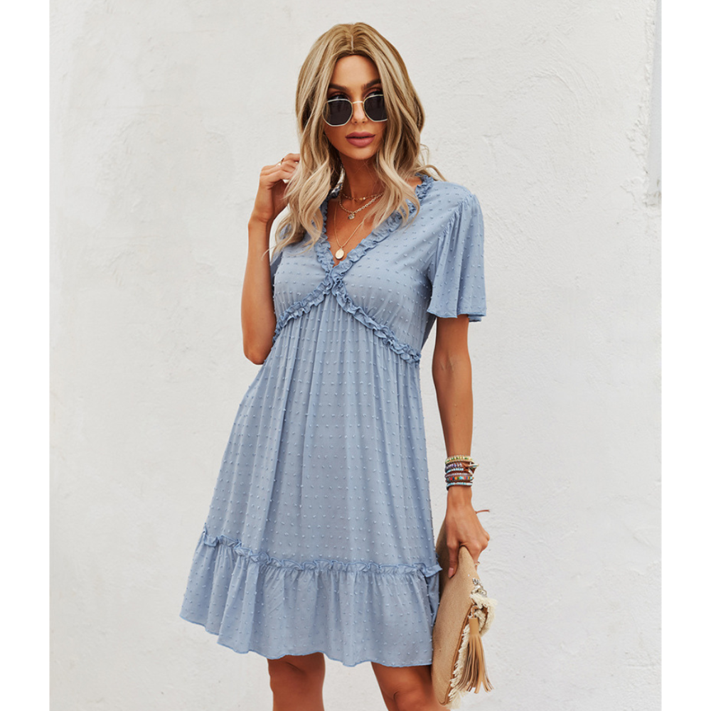 Boho Short-Sleeve Chiffon Dress