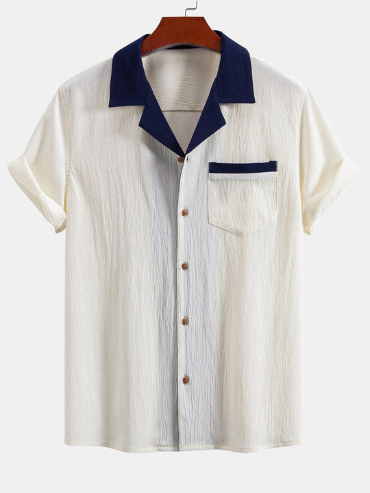 Text Red Contrasting Cuban Shirt
