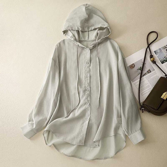 Laurienne™ | Hooded Button-Down Blouse