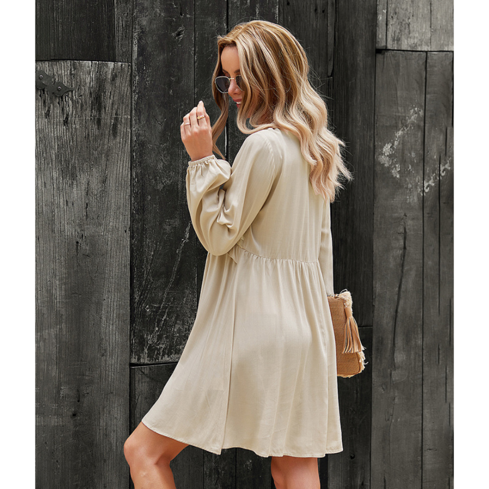 Women’s Casual Long Sleeves V Neck Mini Dress