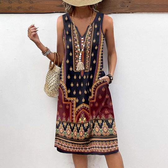 Isla™ Vintage Dress with Ethnic Print