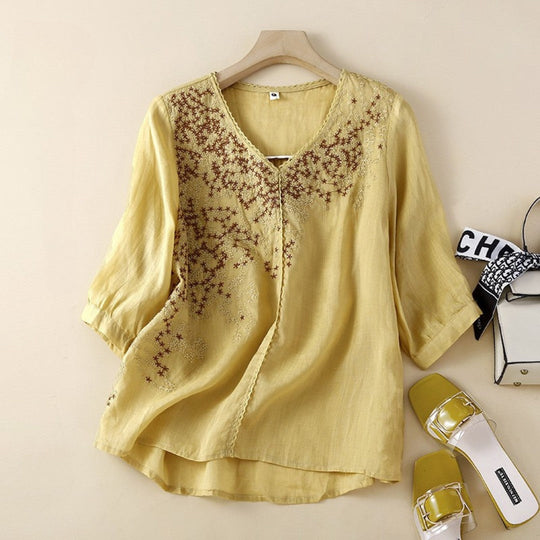 Laurienne™ | Embroidered V-Neck Tunic