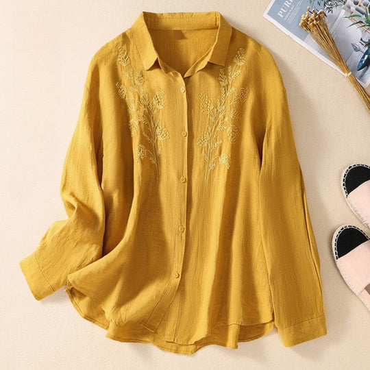 Laurienne™ | Embroidered Blouse with Classic Collar