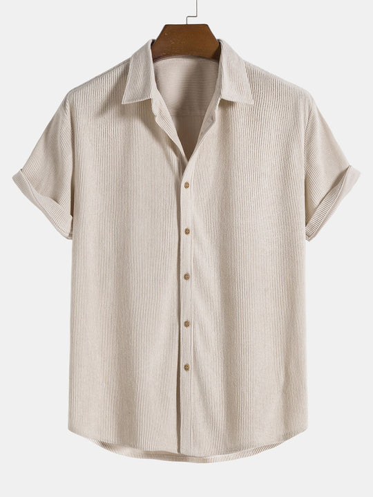 Short Sleeve Corduroy Button Up Shirt & Shorts