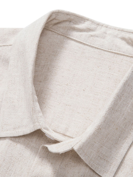 Linen rayon blend button up shirt and straight leg linen pants