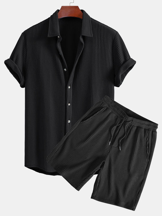 Waffle Knot Up Shirt & Drawstring Waffle Shorts