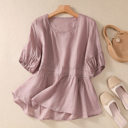 Laurienne™ | Embroidered Flared Blouse