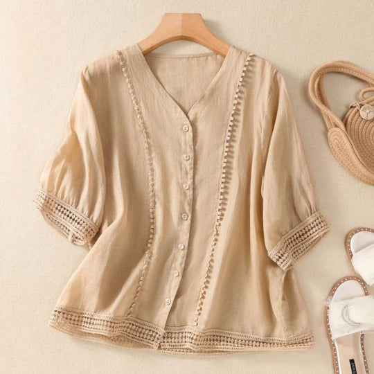 Laurienne™ | Buttoned Lace Blouse
