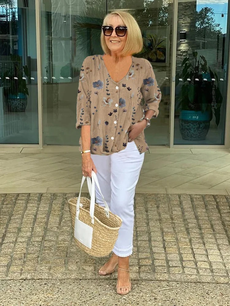 Valentina™ Cotton and linen floral top