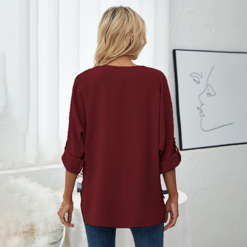 Long Sleeves V Neck Semi Formal Shirt