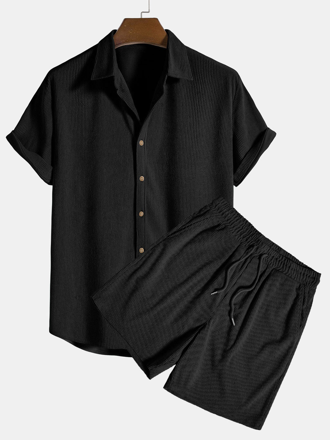 Short Sleeve Corduroy Button Up Shirt & Shorts